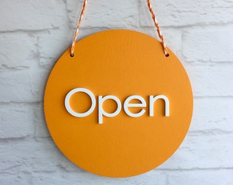 Open Closed sign Orange sign Business sign Storefront sign Shop open sign Wooden sign for shop Boutique sign