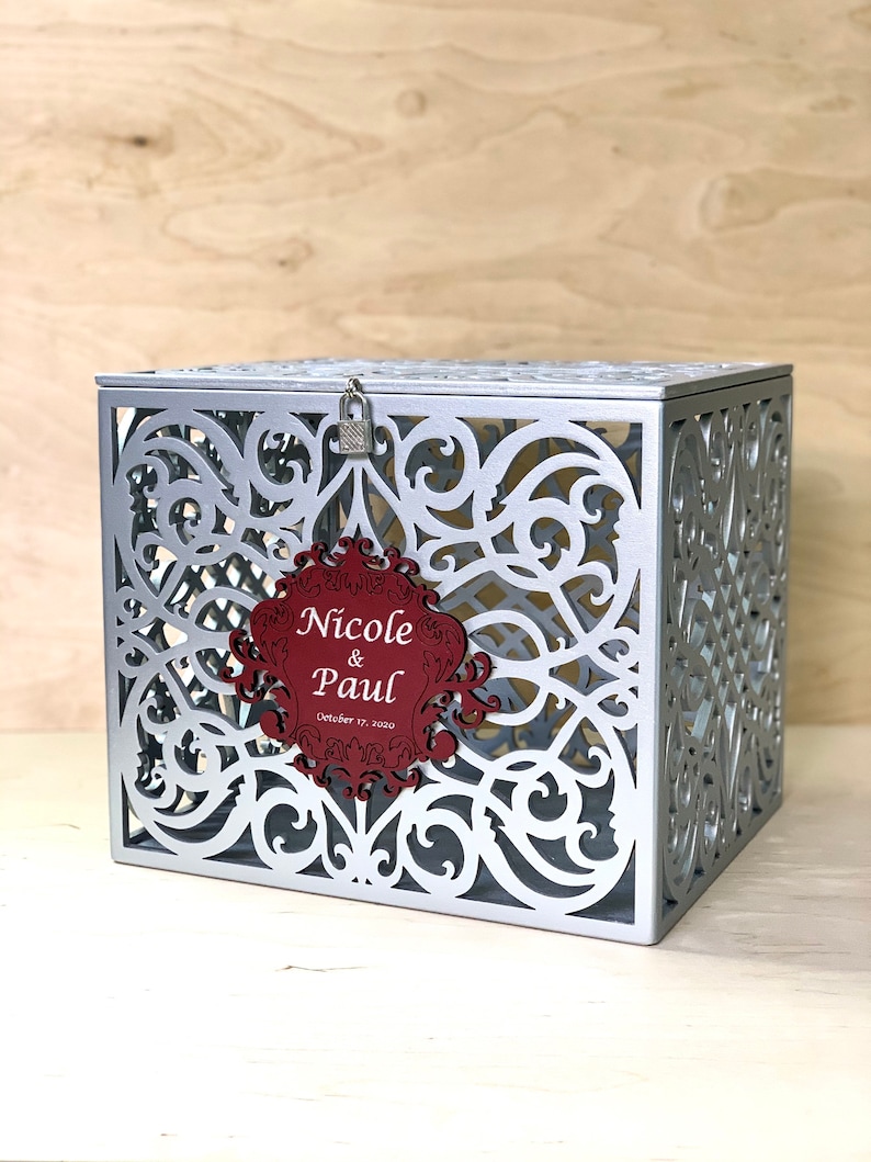 Wedding Card Box With Slot Lock Wedding money box Rustic ...