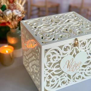 Gold Wedding Card Box With Slot Lock Wedding Money Box Rustic Card Box ...