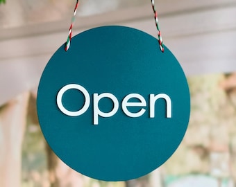 Open Closed sign Window sign Reversible sign Business sign Storefront sign Shop open sign Wooden sign for shop Boutique sign