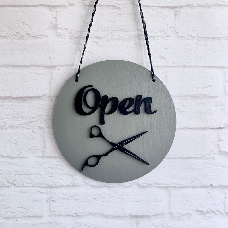 Hair salon Open Closed sign with scissors Business sign Etsy