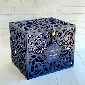 Gold Wedding Card Box With Slot Lock Wedding Money Box Rustic Card Box ...