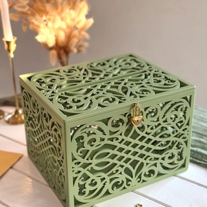 Brass Gold Wedding Card Box With Slot Lock Wedding Money Box Rustic ...