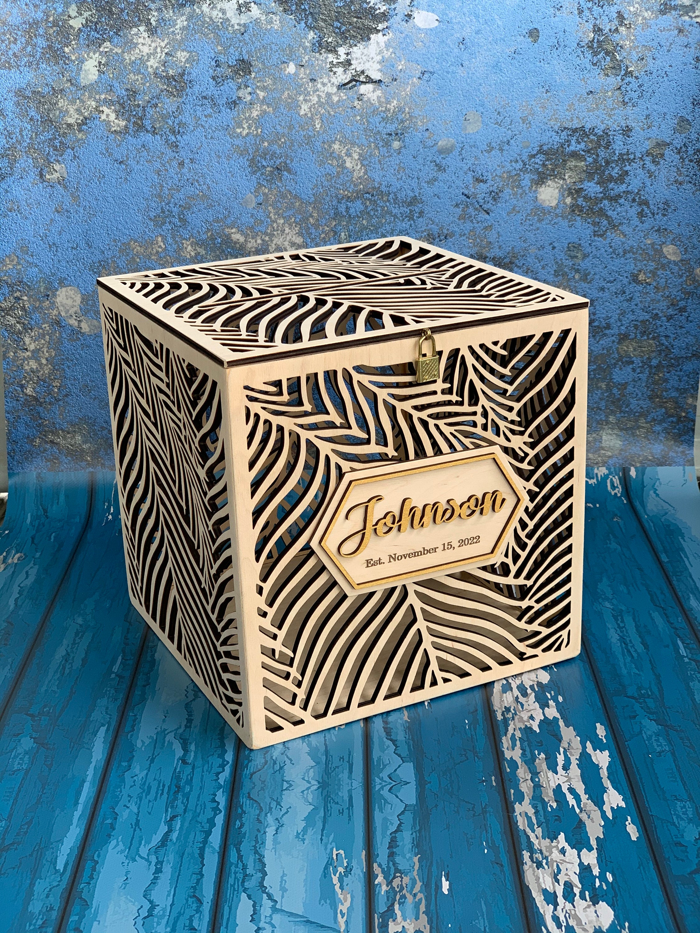 Wedding Card Box With Slot Lock Wedding Money Box Rustic Card Box ...