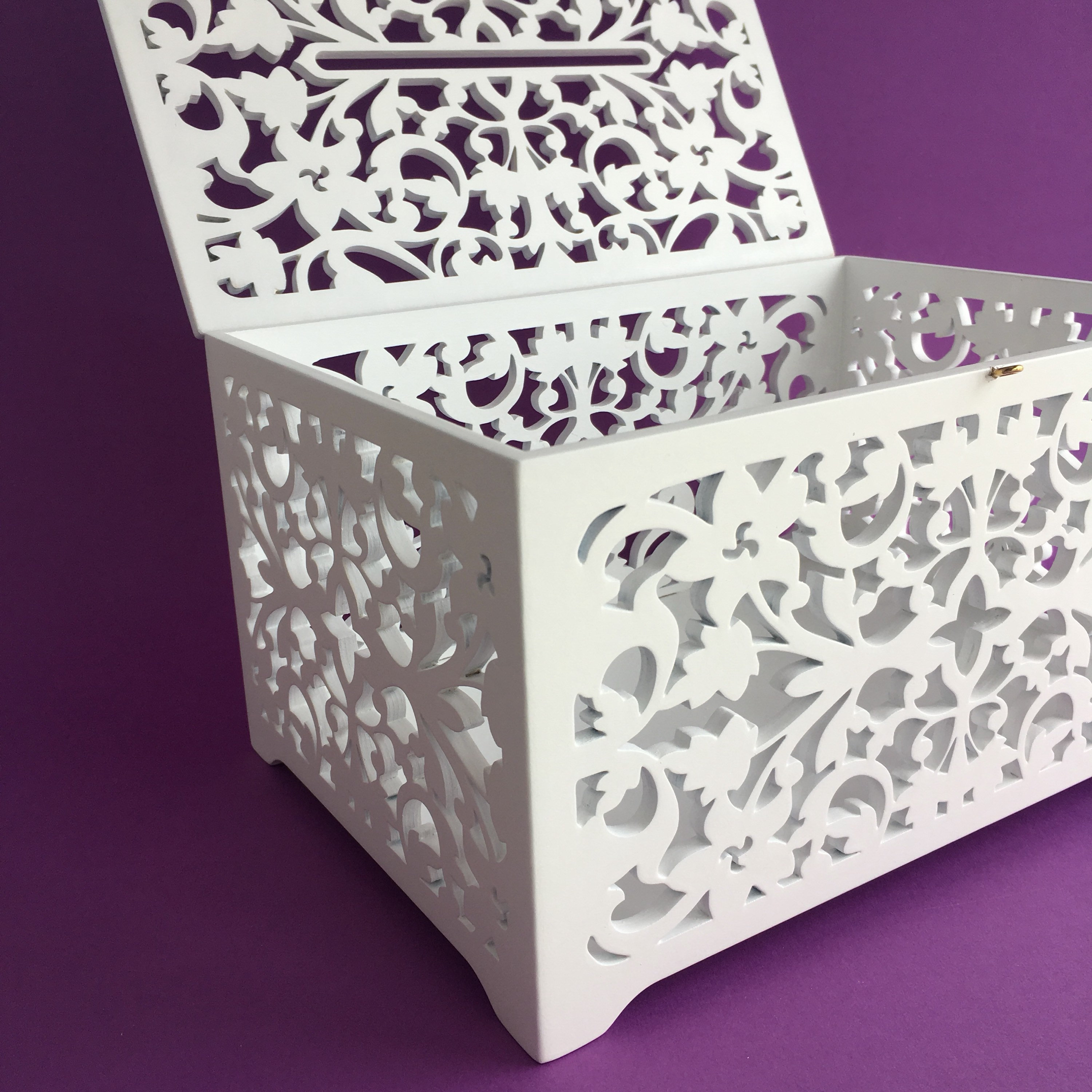 White Wedding Card Box With Slot Lock Wedding Money Box Lockable Card ...