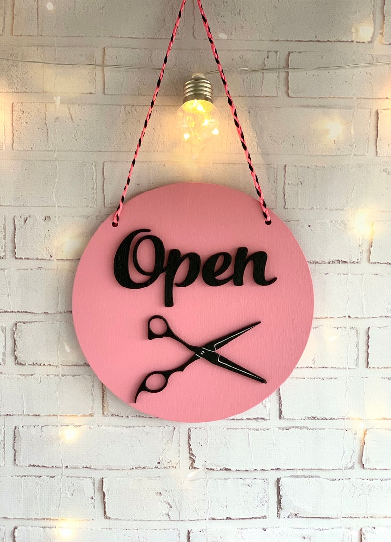 Hair salon Open Closed sign with scissors Business sign Etsy.de