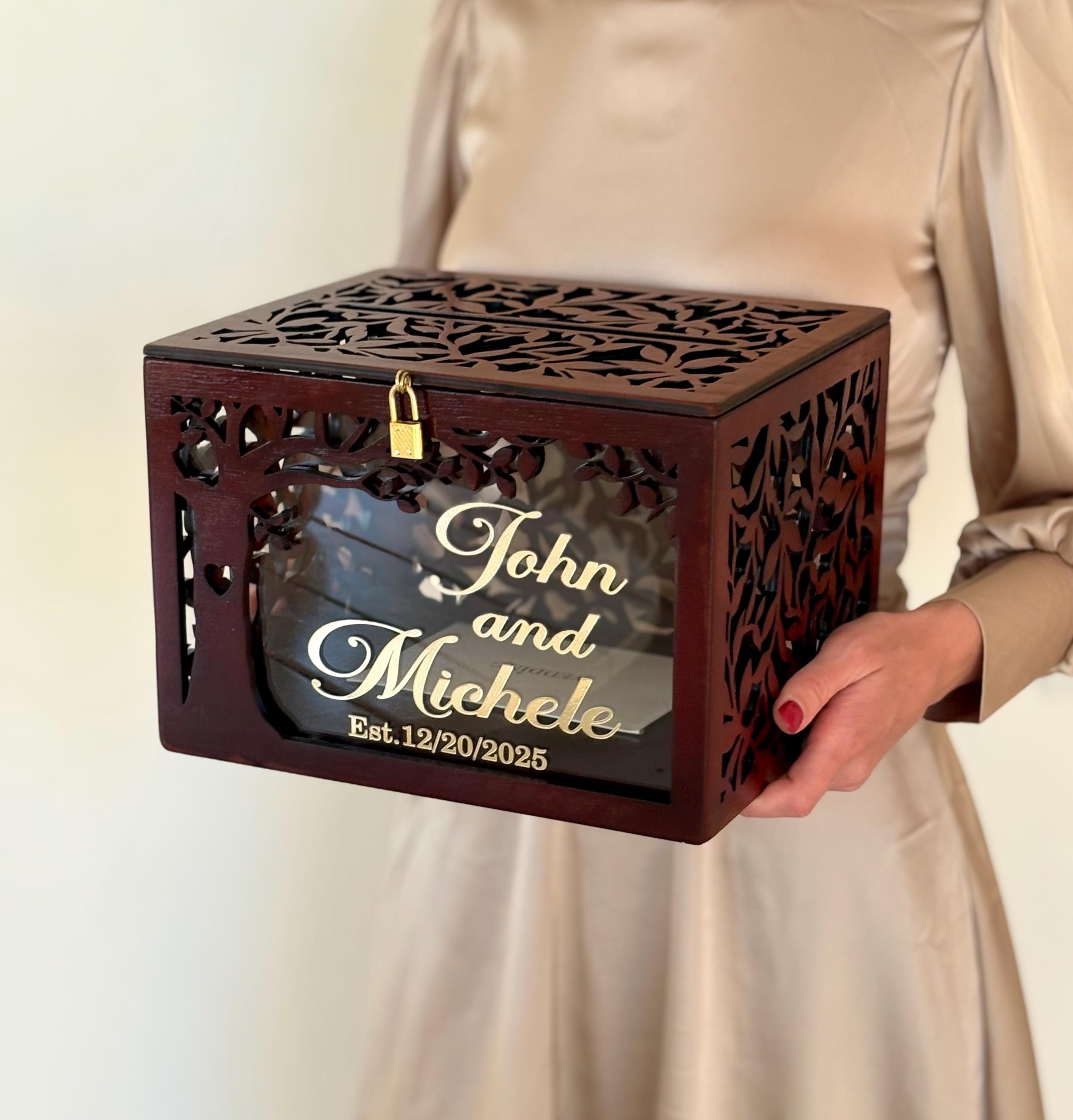 Wedding Card Box With Slot Lock Wedding Card Holder Wedding Bank - Etsy
