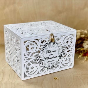 Personalized Wedding Card Box With Slot Lock Wedding Money Box Rustic ...