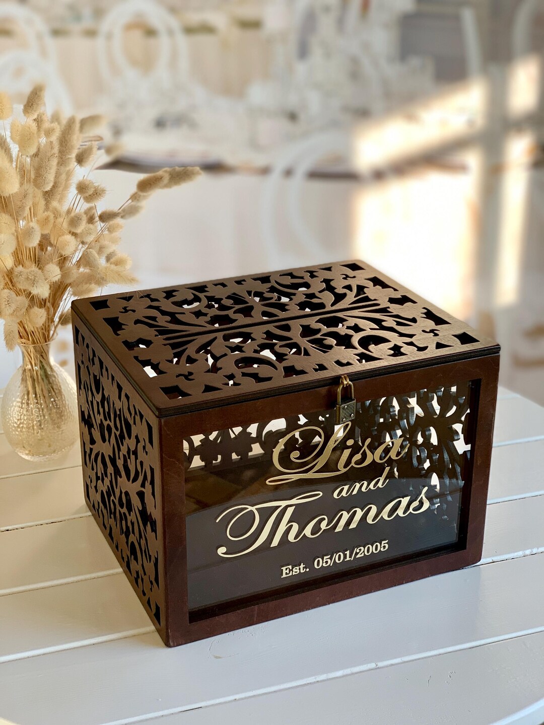 Wedding Card Box With Slot Lock Wedding Card Holder Wedding Bank - Etsy