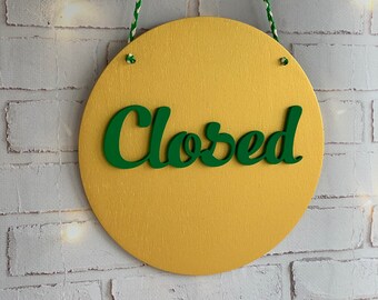 Business Open/Closed Schild Aus Holz – 30x20 Cm Mit Seil, Für Tür Oder Fenster, Café, Laden, Bar