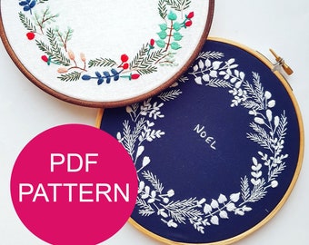 Christmas Wreath PDF Digital Instant Download Patterns/ Embroidery Tutorial/ Georgie K Emery