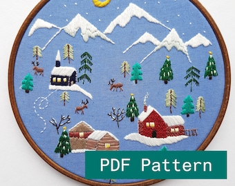 Snowy Village 1 PDF Digital Instant Download Pattern/ Embroidery Tutorial/ Georgie K Emery