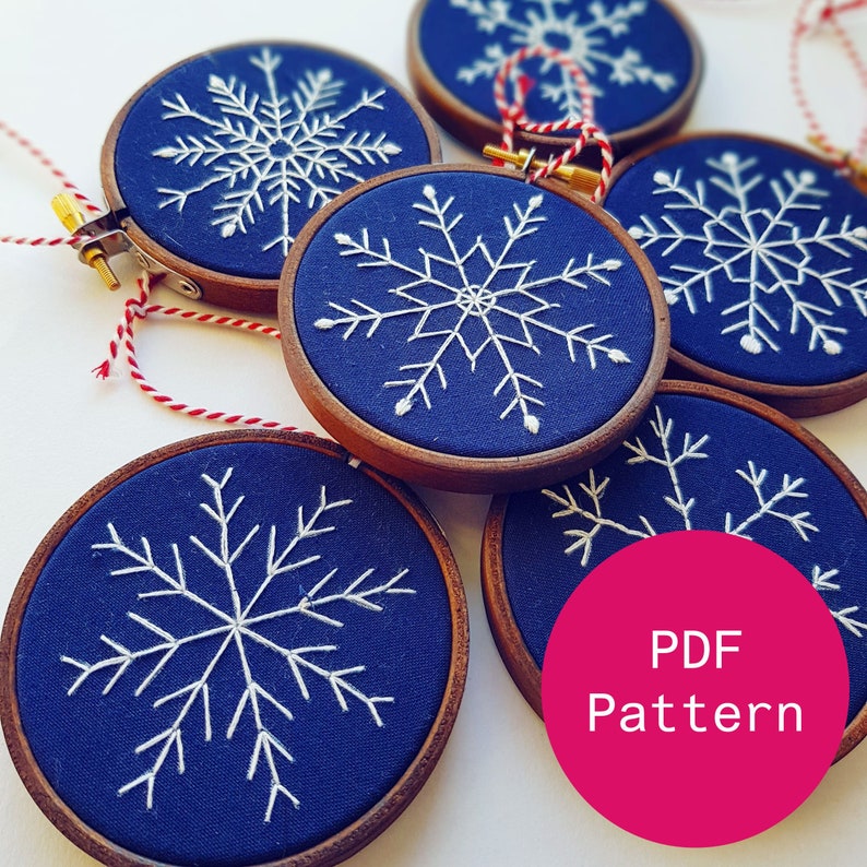 Six Snowflakes PDF Digital Instant Download Pattern/ Embroidery Tutorial/ Georgie K Emery image 1