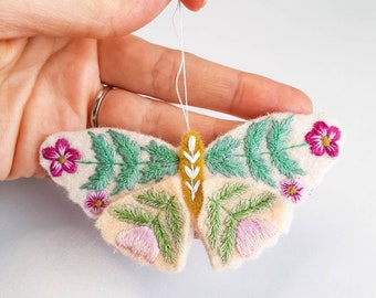 Felt Embroidered Butterfly Decoration // hand made// hanging decoration// embroidery