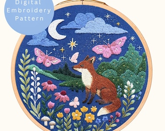 Midnight Meadow Fox Edition: Embroidery (PDF Pattern)