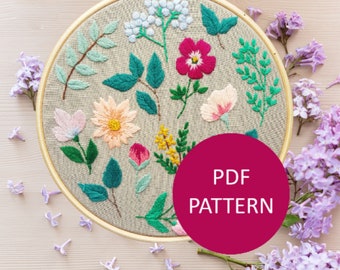 Spring Blooms PDF Embroidery Pattern// Instant Digital Download// Pattern// DIY// Craft Tutorial// File// Hand Embroidery// Georgie K Emery