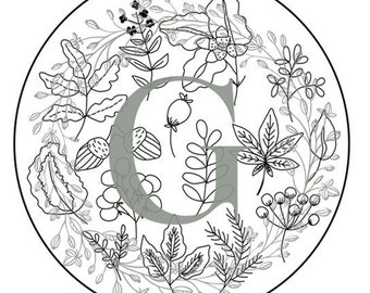 Autumn Collection Template. Embroidery template and coloring page. PDF instant digital download