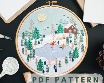 Snow Days PDF Embroidery Pattern// Instant Digital Download// Pattern// DIY// Craft// Tutorial// File// Hand Embroidery// Georgie K Emery