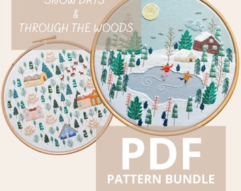 Snow Days & Through the Woods PDF Pattern Bundle Digital Instant Download Pattern/ Embroidery Tutorial/ Georgie K Emery