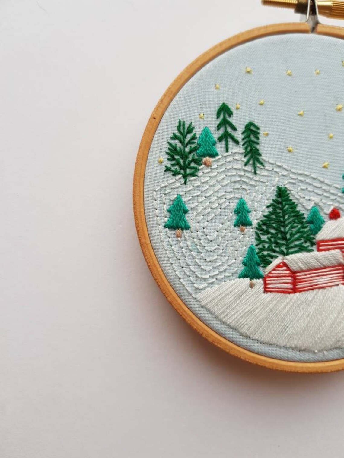 Snowy Cabin Series 1 4 Embroidery Hoop Etsy
