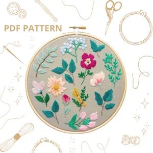 Spring Blooms PDF Embroidery Pattern// Instant Digital Download// Pattern// DIY// Craft Tutorial// File// Hand Embroidery// Georgie K Emery