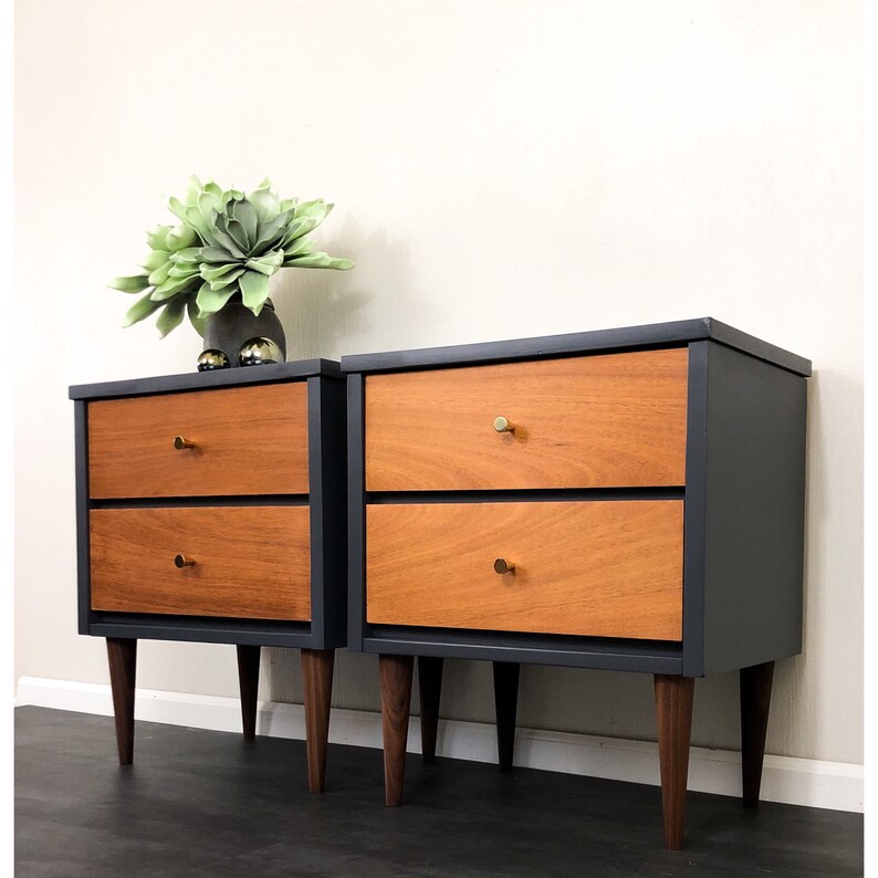 SOLD Mid Century Modern Nightstand Set End or Accent Tables Etsy