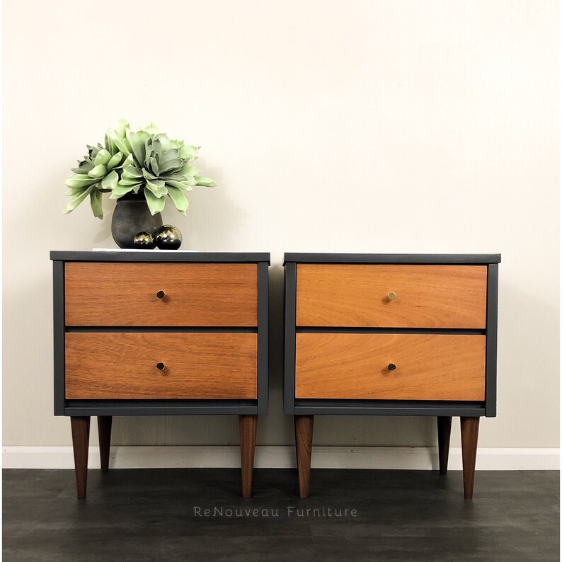 SOLD Mid Century Modern Nightstand Set End or Accent Tables Etsy