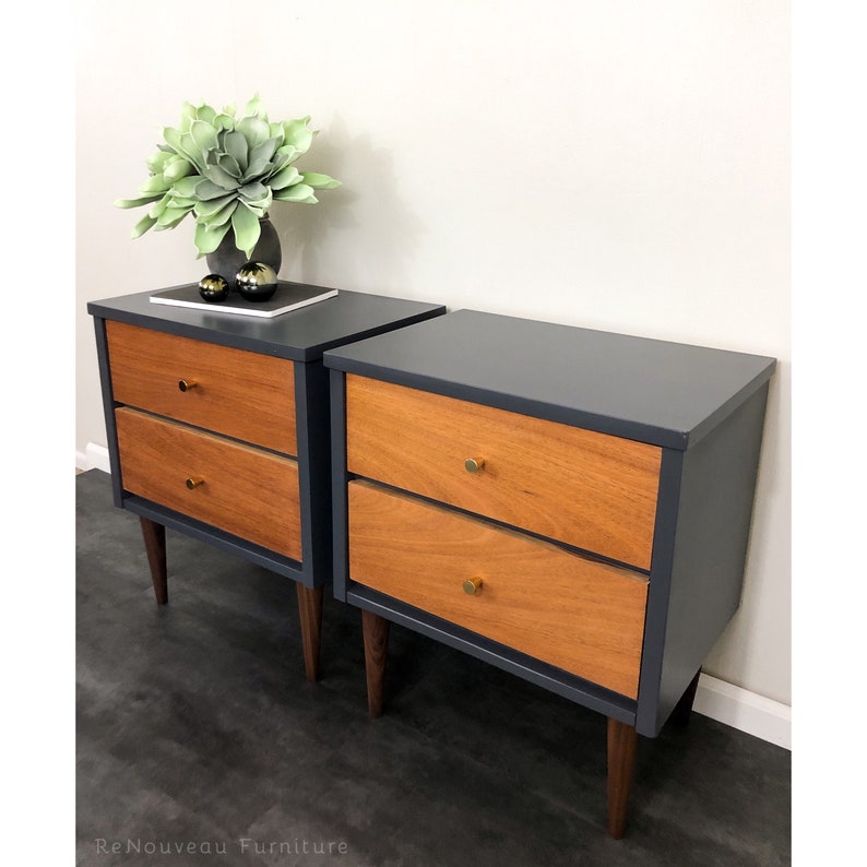 SOLD Mid Century Modern Nightstand Set End or Accent Tables Etsy