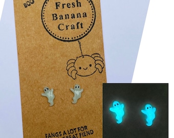Glow in the dark Halloween ghost stud earrings, Spooky scary , October birthday gift present,alternative gift for Teenager, you are bootiful