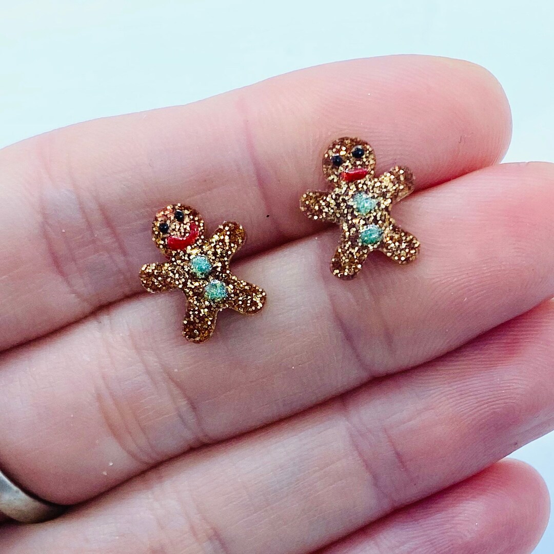 Gingerbread Man Girl Glitter Christmas Xmas , Stainless Steel, Nickel