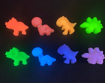 8 glow in the dark dinosaur rainbow magnets, dinosaur lover Christmas gift, mens secret Santa present ideas boys stocking fillers