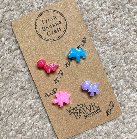 Girly dinosaur lover magnets, all the pinks, stocking filler Christmas dinosaur gift, Tom boy present ideas
