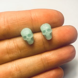Glow in the dark miniature skull halloween earrings,biker gift idea, witchcraft present