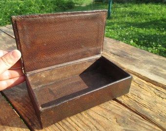 Trinket box Real Leather Brown Box Hand Tooled Leather Jewelry Box Embossed Genuine Leather Box Gift for Her Vintage Box