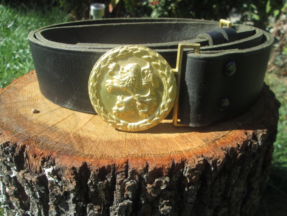 Vintage military belt, Officer's military belt, Bl