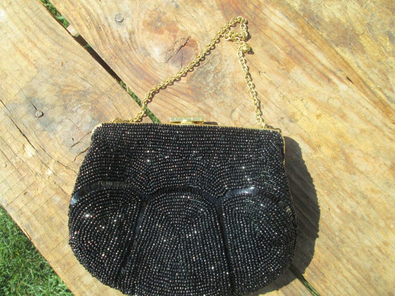 Beaded purse, Black evening purse, Ladies handbag… - image 2