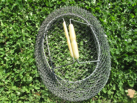 Metal basket, Vintage wire basket, Folding basket,