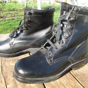 Military Leather Boots, Combat Leather Boots, Vintage Army Boots, Black ...