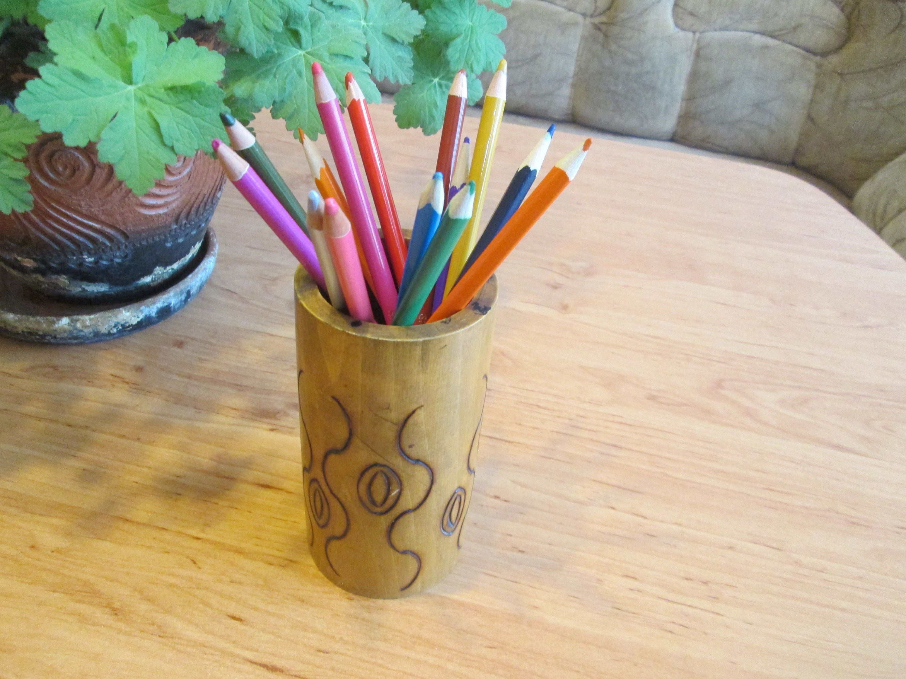 Wooden pencil holder Hand decorated pencil holder Pencil Etsy