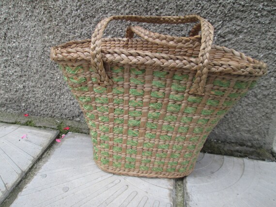 Wicker bag, Woven bag, Vintage handbag, Beach bag… - image 3