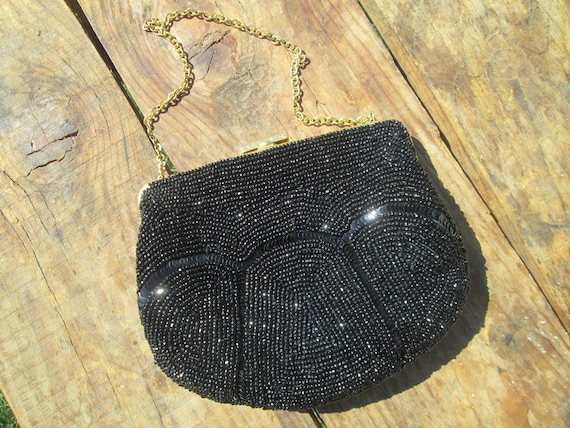 Beaded purse, Black evening purse, Ladies handbag… - image 3
