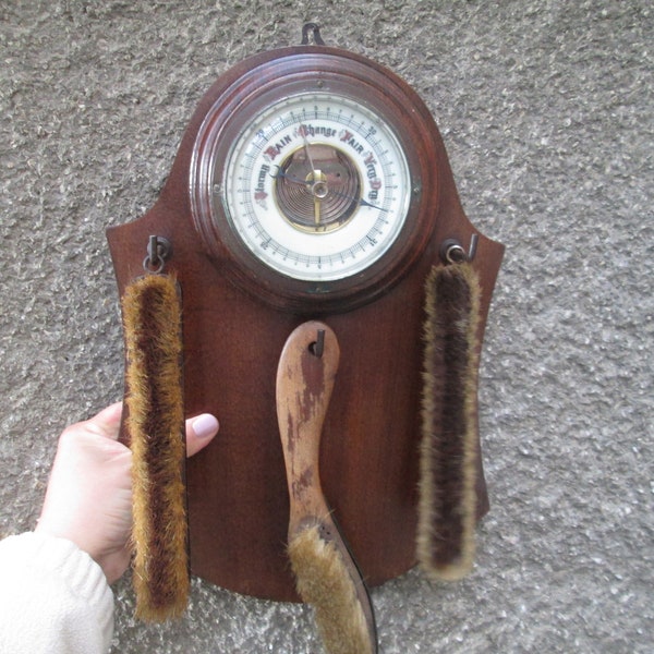 Vintage barometer, Wall barometer, German barometer, Clothes brushes, Vintage home decor, Rustic decoration, Weather Instruments, Barometer