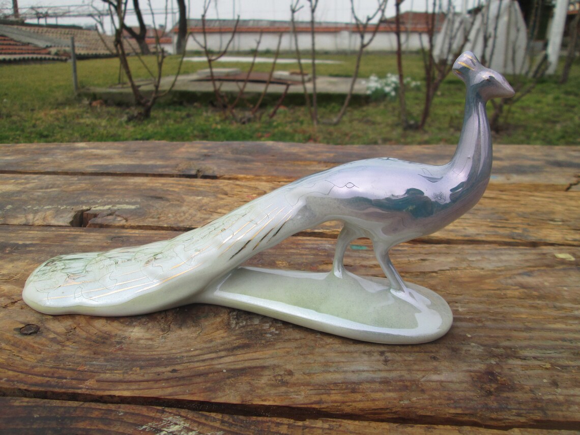 Vintage Porcelain Peacock Ceramic Peacock Figurine Porcelain Etsy