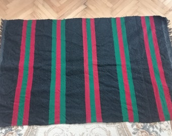 Antique Handwoven Wool Rug: Small Bulgarian Runner, Rustic Decor (59.06x37.40 in)