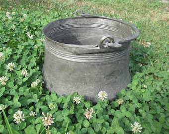 Antique Copper Cauldron: Hand Hammered Kettle, Rustic Farmhouse Decor