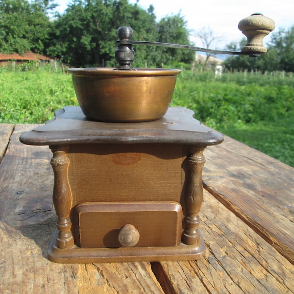 Wooden Coffee Mill Etsy