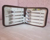 Camping cutlery, Vintage Camping set, Picnic Set, Boy Scout Set, Vintage cutlery, Kitchen set, Hiking set, Leather case, Gift idea
