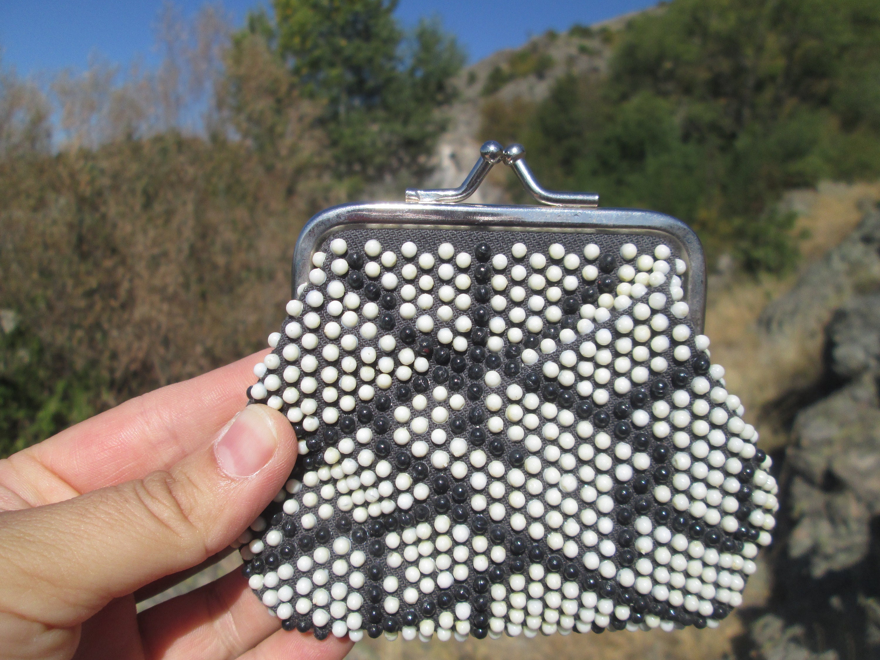 Vintage Silver Beaded Purse