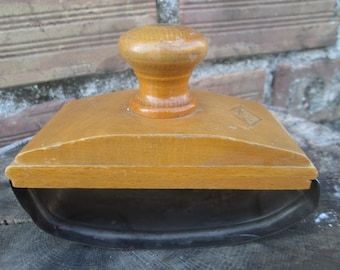 Vintage Tintenunterlage aus Holz: Bulgarische Schreibtisch Dekoration 1960er Jahre