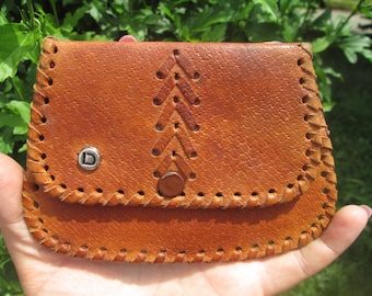 Vintage Brown Leather Coin Purse: Small Pouch